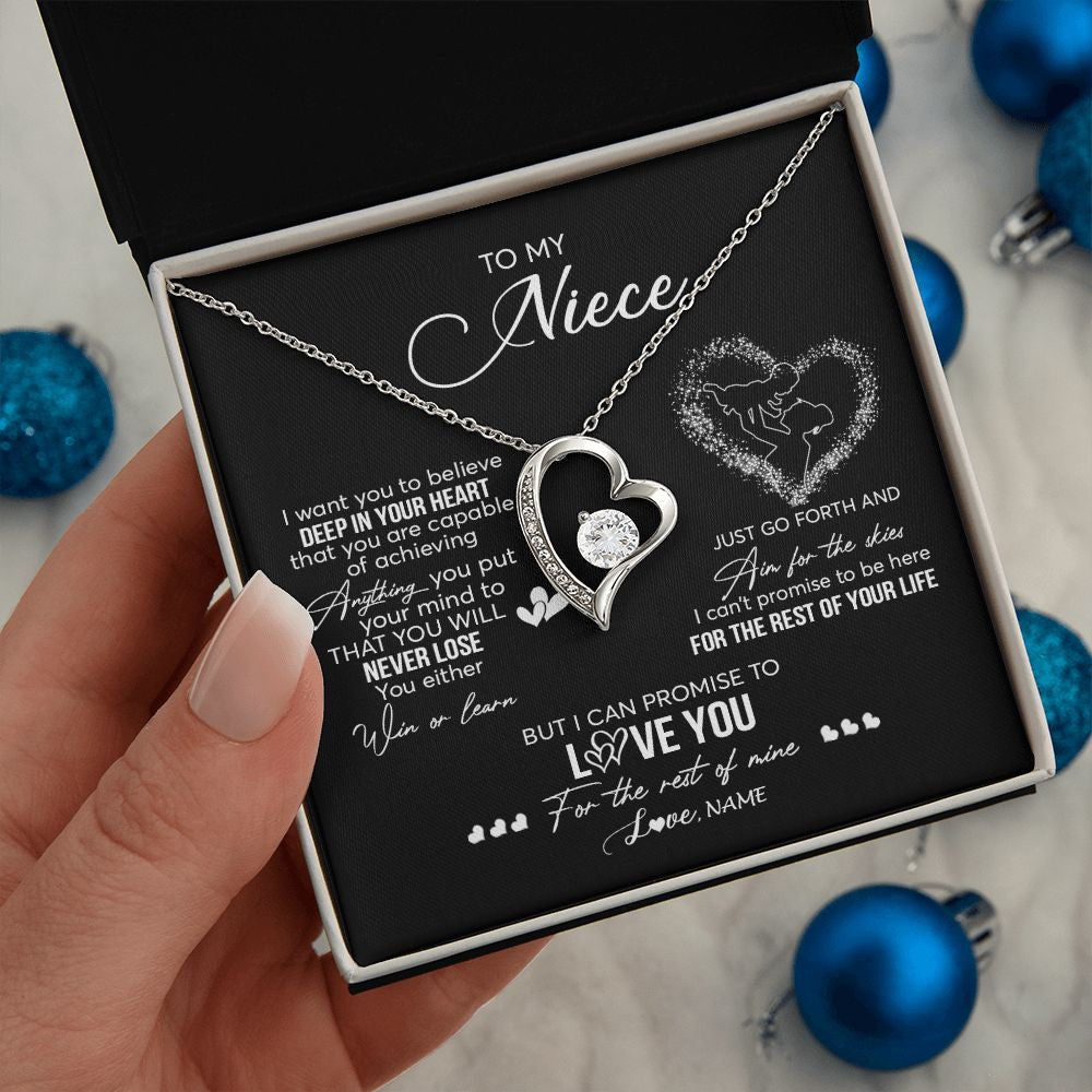 Forever Love Necklace | Personalized To My Niece Necklace From Aunt Aunty Promise To Love You Niece Birthday Graduation Christmas Pendant Customized Gift Box Message Card | teecentury