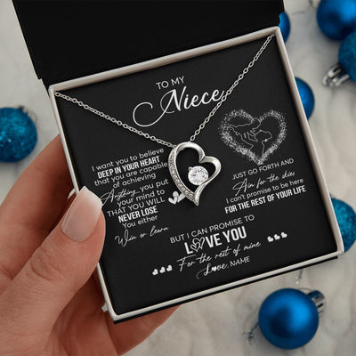 Forever Love Necklace | Personalized To My Niece Necklace From Aunt Aunty Promise To Love You Niece Birthday Graduation Christmas Pendant Customized Gift Box Message Card | teecentury