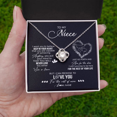 Love Knot Necklace | Personalized To My Niece Necklace From Aunt Aunty Promise To Love You Niece Birthday Graduation Christmas Pendant Customized Gift Box Message Card | teecentury