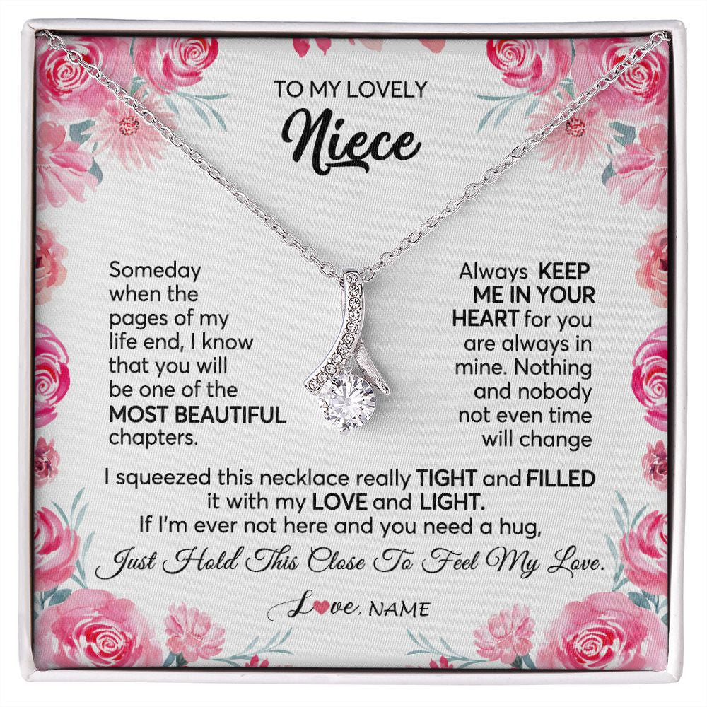 Alluring Beauty Necklace | Personalized To My Niece Necklace From Aunt Uncle Always Keep Me in Your Heart Niece Jewelry Pendant Birthday Graduation Christmas Customized Message Card | teecentury