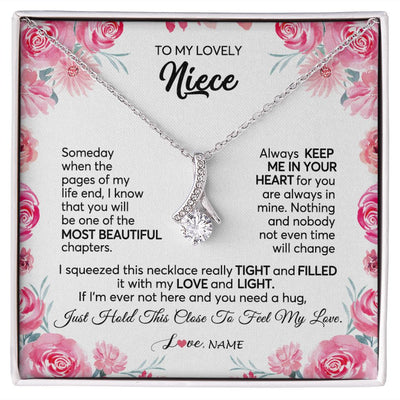 Alluring Beauty Necklace | Personalized To My Niece Necklace From Aunt Uncle Always Keep Me in Your Heart Niece Jewelry Pendant Birthday Graduation Christmas Customized Message Card | teecentury