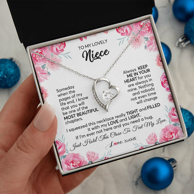 Forever Love Necklace | Personalized To My Niece Necklace From Aunt Uncle Always Keep Me in Your Heart Niece Jewelry Pendant Birthday Graduation Christmas Customized Message Card | teecentury