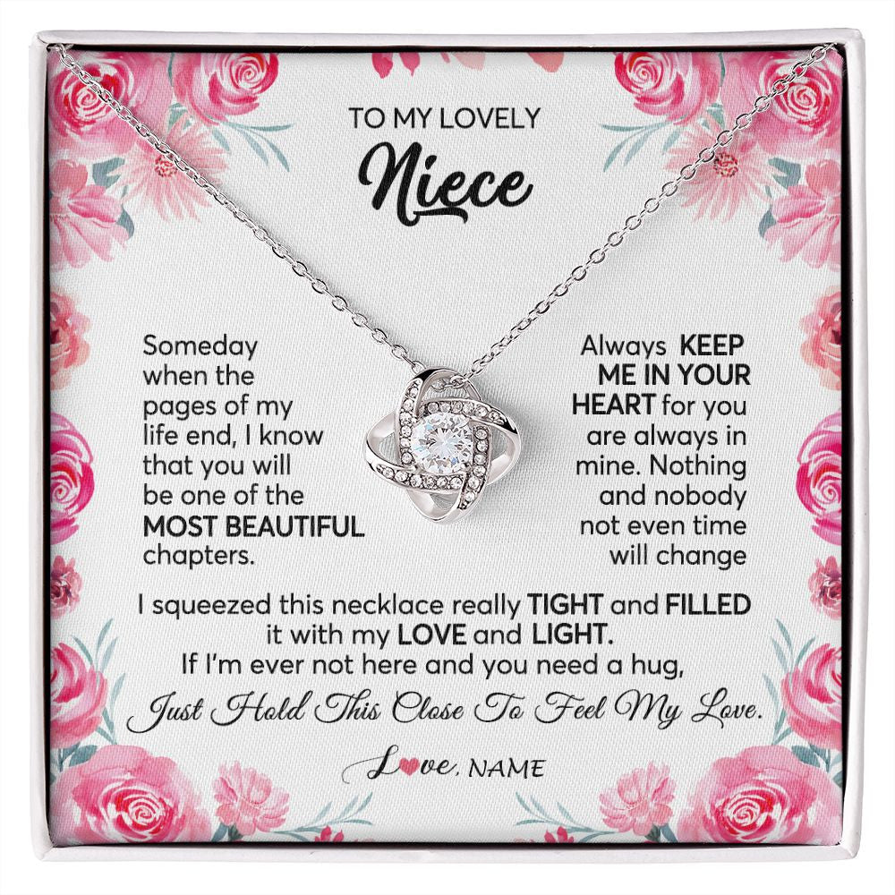 Love Knot Necklace | Personalized To My Niece Necklace From Aunt Uncle Always Keep Me in Your Heart Niece Jewelry Pendant Birthday Graduation Christmas Customized Message Card | teecentury