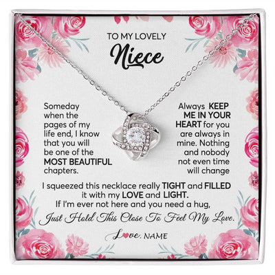 Love Knot Necklace | Personalized To My Niece Necklace From Aunt Uncle Always Keep Me in Your Heart Niece Jewelry Pendant Birthday Graduation Christmas Customized Message Card | teecentury