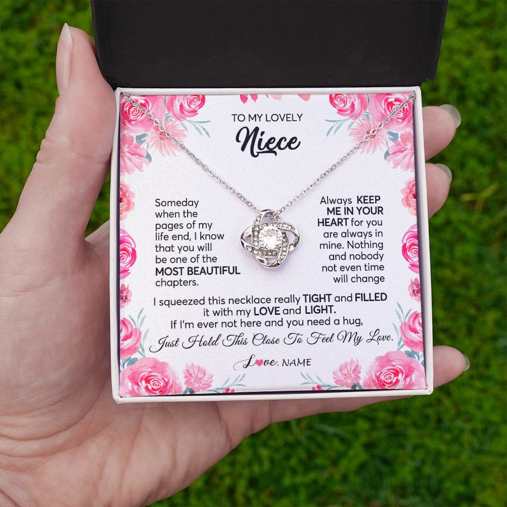 Love Knot Necklace | Personalized To My Niece Necklace From Aunt Uncle Always Keep Me in Your Heart Niece Jewelry Pendant Birthday Graduation Christmas Customized Message Card | teecentury