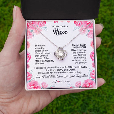 Love Knot Necklace | Personalized To My Niece Necklace From Aunt Uncle Always Keep Me in Your Heart Niece Jewelry Pendant Birthday Graduation Christmas Customized Message Card | teecentury