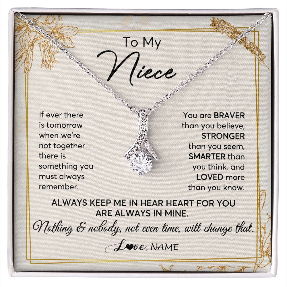 Alluring Beauty Necklace | Personalized To My Niece Necklace From Aunt Uncle Auntie Always Keep Me In Your Heart Niece Birthday Graduation Christmas Customized Gift Box Message Card | teecentury