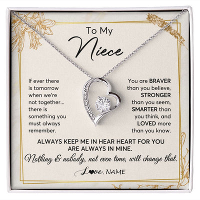 Forever Love Necklace | Personalized To My Niece Necklace From Aunt Uncle Auntie Always Keep Me In Your Heart Niece Birthday Graduation Christmas Customized Gift Box Message Card | teecentury