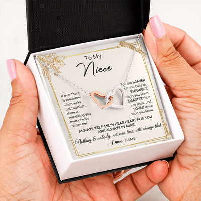 Interlocking Hearts Necklace | Personalized To My Niece Necklace From Aunt Uncle Auntie Always Keep Me In Your Heart Niece Birthday Graduation Christmas Customized Gift Box Message Card | teecentury