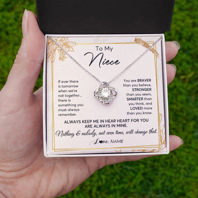 Love Knot Necklace | Personalized To My Niece Necklace From Aunt Uncle Auntie Always Keep Me In Your Heart Niece Birthday Graduation Christmas Customized Gift Box Message Card | teecentury