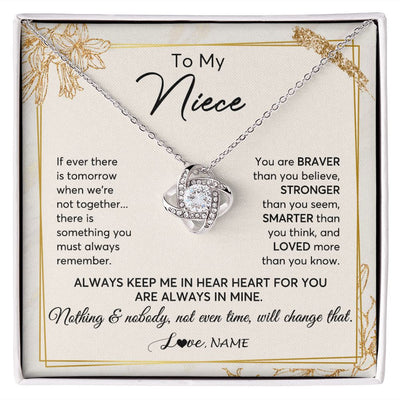 Love Knot Necklace | Personalized To My Niece Necklace From Aunt Uncle Auntie Always Keep Me In Your Heart Niece Birthday Graduation Christmas Customized Gift Box Message Card | teecentury