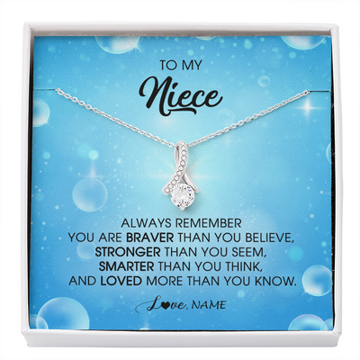 Alluring Beauty Necklace | Personalized To My Niece Necklace From Aunt Uncle Auntie Always Remember You Are Braver Niece Pendant Jewelry Birthday Christmas Customized Message Card | teecentury