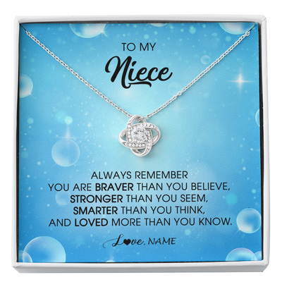 Love Knot Necklace | Personalized To My Niece Necklace From Aunt Uncle Auntie Always Remember You Are Braver Niece Pendant Jewelry Birthday Christmas Customized Message Card | teecentury