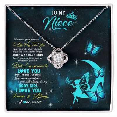 Love Knot Necklace | Personalized To My Niece Necklace From Aunt Uncle Auntie Fairy Silhouette Fantasy Moon Niece Birthday Christmas Jewelry Customized Gift Box Message Card | teecentury