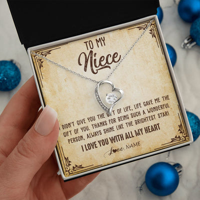 Forever Love Necklace | Personalized To My Niece Necklace From Aunt Uncle Auntie I Love You With All My Heart Niece Birthday Christmas Jewelry Customized Gift Box Message Card | teecentury
