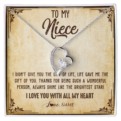 Forever Love Necklace | Personalized To My Niece Necklace From Aunt Uncle Auntie I Love You With All My Heart Niece Birthday Christmas Jewelry Customized Gift Box Message Card | teecentury