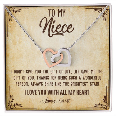 Interlocking Hearts Necklace | Personalized To My Niece Necklace From Aunt Uncle Auntie I Love You With All My Heart Niece Birthday Christmas Jewelry Customized Gift Box Message Card | teecentury