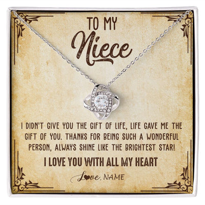 Love Knot Necklace | Personalized To My Niece Necklace From Aunt Uncle Auntie I Love You With All My Heart Niece Birthday Christmas Jewelry Customized Gift Box Message Card | teecentury