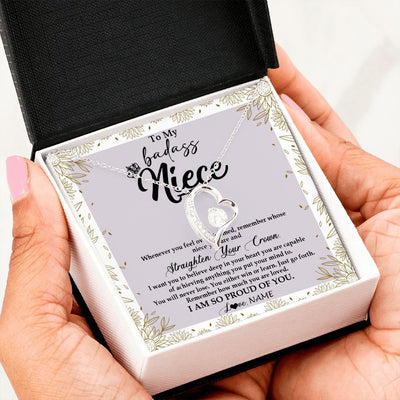 Forever Love Necklace | Personalized To My Niece Necklace From Aunt Uncle Auntie Straighten Your Crown Niece Birthday Christmas Graduation Jewelry Customized Gift Box Message Card | teecentury
