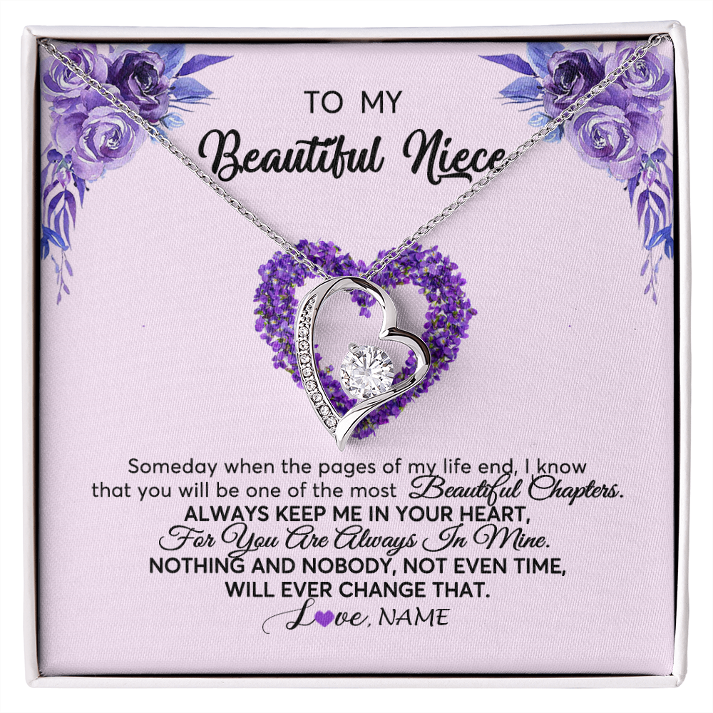 Forever Love Necklace | Personalized To My Niece Necklace From Aunt Uncle Flower Flower Always Keep Me In Your Heart Niece Jewelry Birthday Christmas Customized Gift Box Message Card | teecentury