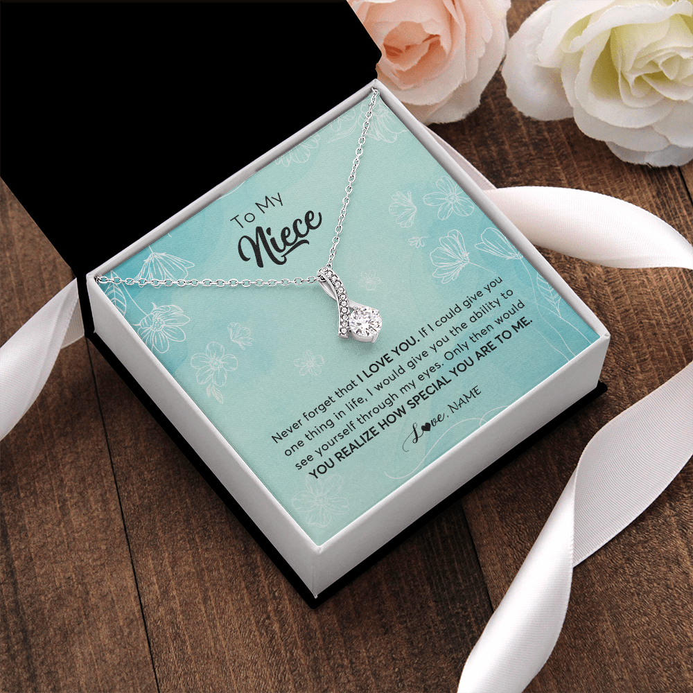 Alluring Beauty Necklace | Personalized To My Niece Necklace From Aunt Uncle Flower Never Forget I Love You Niece Jewelry Graduation Birthday Christmas Customized Gift Box Message Card | teecentury