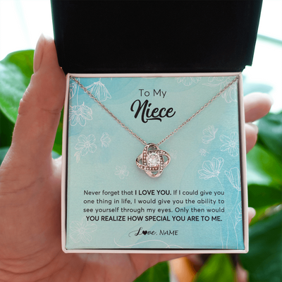 Love Knot Necklace | Personalized To My Niece Necklace From Aunt Uncle Flower Never Forget I Love You Niece Jewelry Graduation Birthday Christmas Customized Gift Box Message Card | teecentury