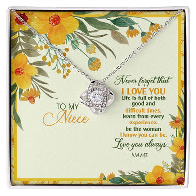 Love Knot Necklace | Personalized To My Niece Necklace From Aunt Uncle Flower Never Forget That I Love You Niece Birthday Christmas Graduation Customized Gift Box Message Card | teecentury