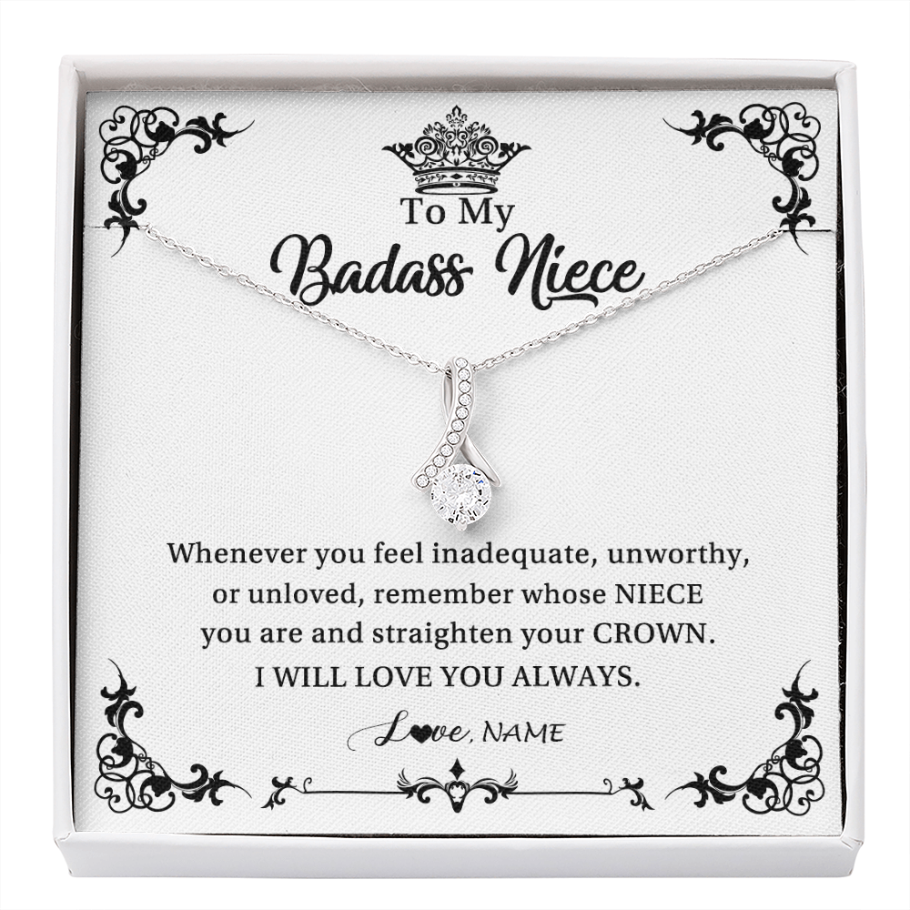 Alluring Beauty Necklace | Personalized To My Niece Necklace From Aunt Uncle I Will Love You Always Niece Pendant Jewelry Birthday Graduation Christmas Customized Message Card | teecentury