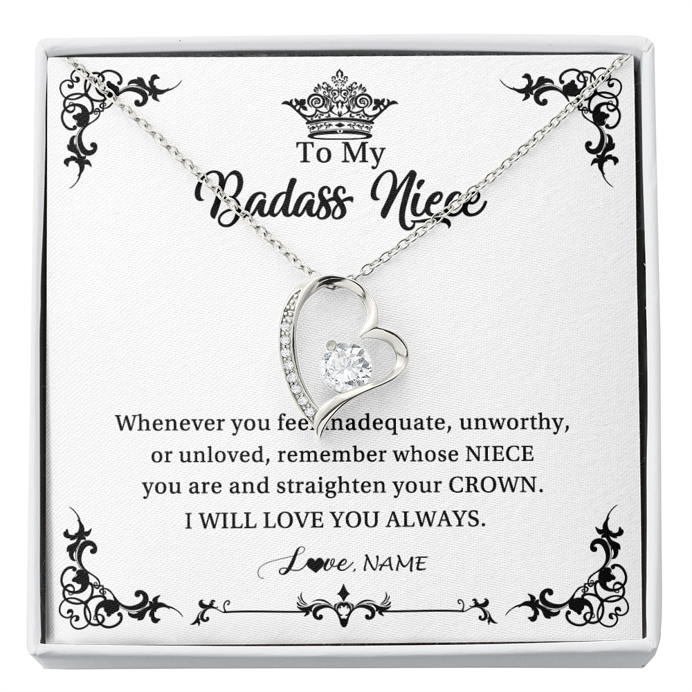 Forever Love Necklace | Personalized To My Niece Necklace From Aunt Uncle I Will Love You Always Niece Pendant Jewelry Birthday Graduation Christmas Customized Message Card | teecentury
