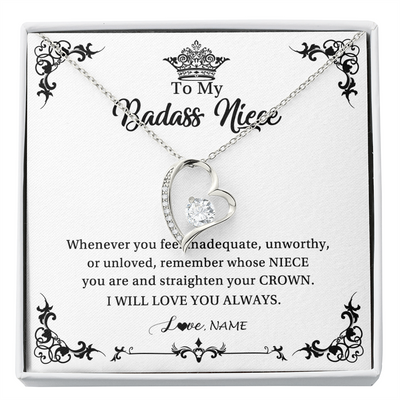 Forever Love Necklace | Personalized To My Niece Necklace From Aunt Uncle I Will Love You Always Niece Pendant Jewelry Birthday Graduation Christmas Customized Message Card | teecentury