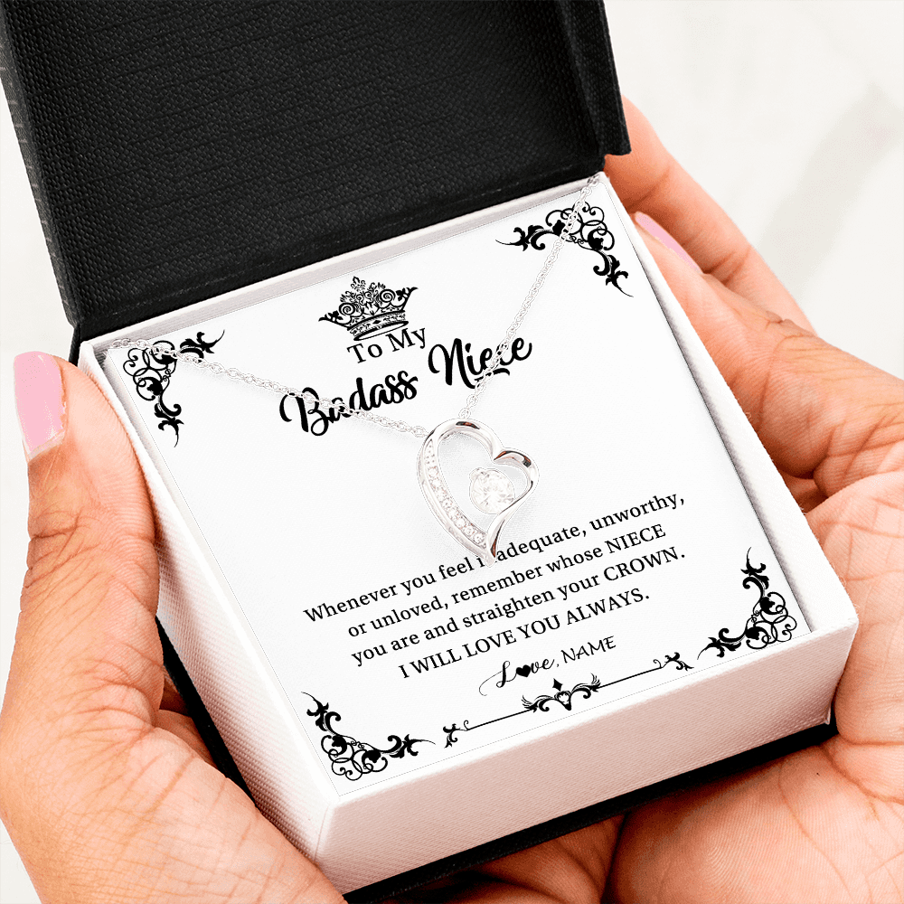 Forever Love Necklace | Personalized To My Niece Necklace From Aunt Uncle I Will Love You Always Niece Pendant Jewelry Birthday Graduation Christmas Customized Message Card | teecentury