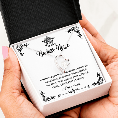 Forever Love Necklace | Personalized To My Niece Necklace From Aunt Uncle I Will Love You Always Niece Pendant Jewelry Birthday Graduation Christmas Customized Message Card | teecentury