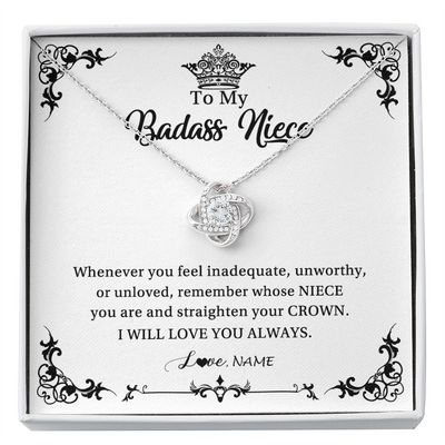 Love Knot Necklace | Personalized To My Niece Necklace From Aunt Uncle I Will Love You Always Niece Pendant Jewelry Birthday Graduation Christmas Customized Message Card | teecentury