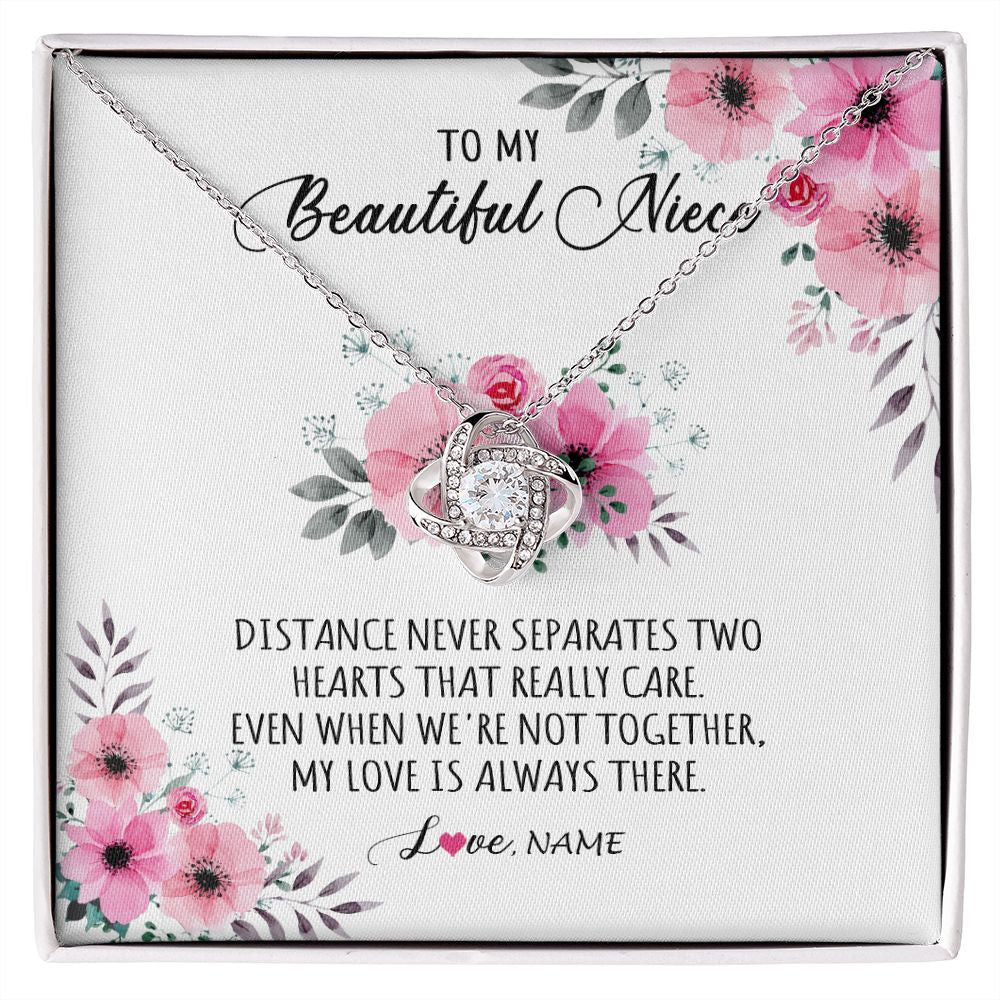 Love Knot Necklace | Personalized To My Niece Necklace From Aunt Uncle My Love Is Always There Niece Jewelry Birthday Graduation Christmas Customized Gift Box Message Card | teecentury