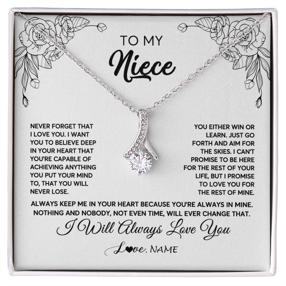 Alluring Beauty Necklace | Personalized To My Niece Necklace From Aunt Uncle Never Forget That I Love You Niece Birthday Christmas Pendant Jewelry Customized Gift Box Message Card | teecentury