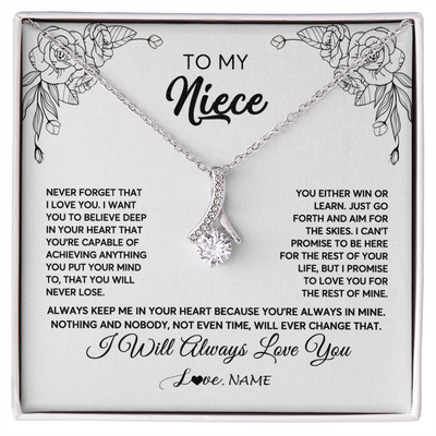 Alluring Beauty Necklace | Personalized To My Niece Necklace From Aunt Uncle Never Forget That I Love You Niece Birthday Christmas Pendant Jewelry Customized Gift Box Message Card | teecentury
