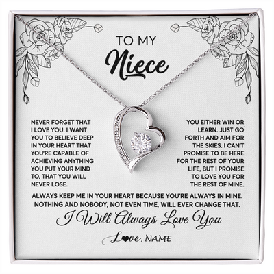 Forever Love Necklace | Personalized To My Niece Necklace From Aunt Uncle Never Forget That I Love You Niece Birthday Christmas Pendant Jewelry Customized Gift Box Message Card | teecentury