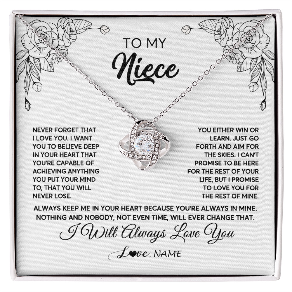 Love Knot Necklace | Personalized To My Niece Necklace From Aunt Uncle Never Forget That I Love You Niece Birthday Christmas Pendant Jewelry Customized Gift Box Message Card | teecentury