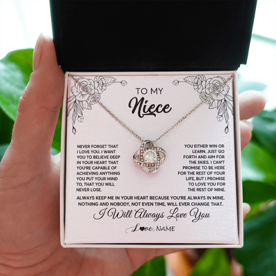Love Knot Necklace | Personalized To My Niece Necklace From Aunt Uncle Never Forget That I Love You Niece Birthday Christmas Pendant Jewelry Customized Gift Box Message Card | teecentury