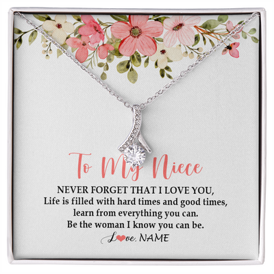 Alluring Beauty Necklace | Personalized To My Niece Necklace From Aunt Uncle Never Forget That I Love You Niece Pendant Jewelry Birthday Christmas Customized Gift Box Message Card | teecentury
