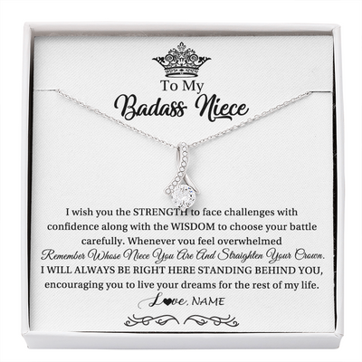Alluring Beauty Necklace | Personalized To My Niece Necklace From Aunt Uncle Straighten Your Crown Niece Pendant Jewelry Birthday Graduation Christmas Customized Gift Box Message Card | teecentury