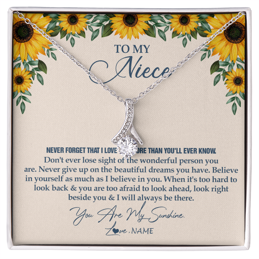 Alluring Beauty Necklace | Personalized To My Niece Necklace From Aunt Uncle Sunflower You Are My Sunshine Niece Jewelry Graduation Birthday Christmas Customized Gift Box Message Card | teecentury