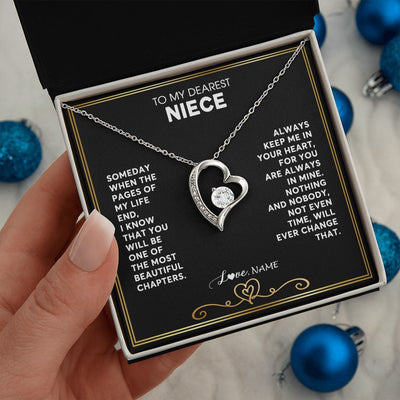 Forever Love Necklace | Personalized To My Niece Necklace From Aunt Uncle When The Pages Of My Life End Niece Birthday Graduation Christmas Pendant Customized Gift Message Card | teecentury