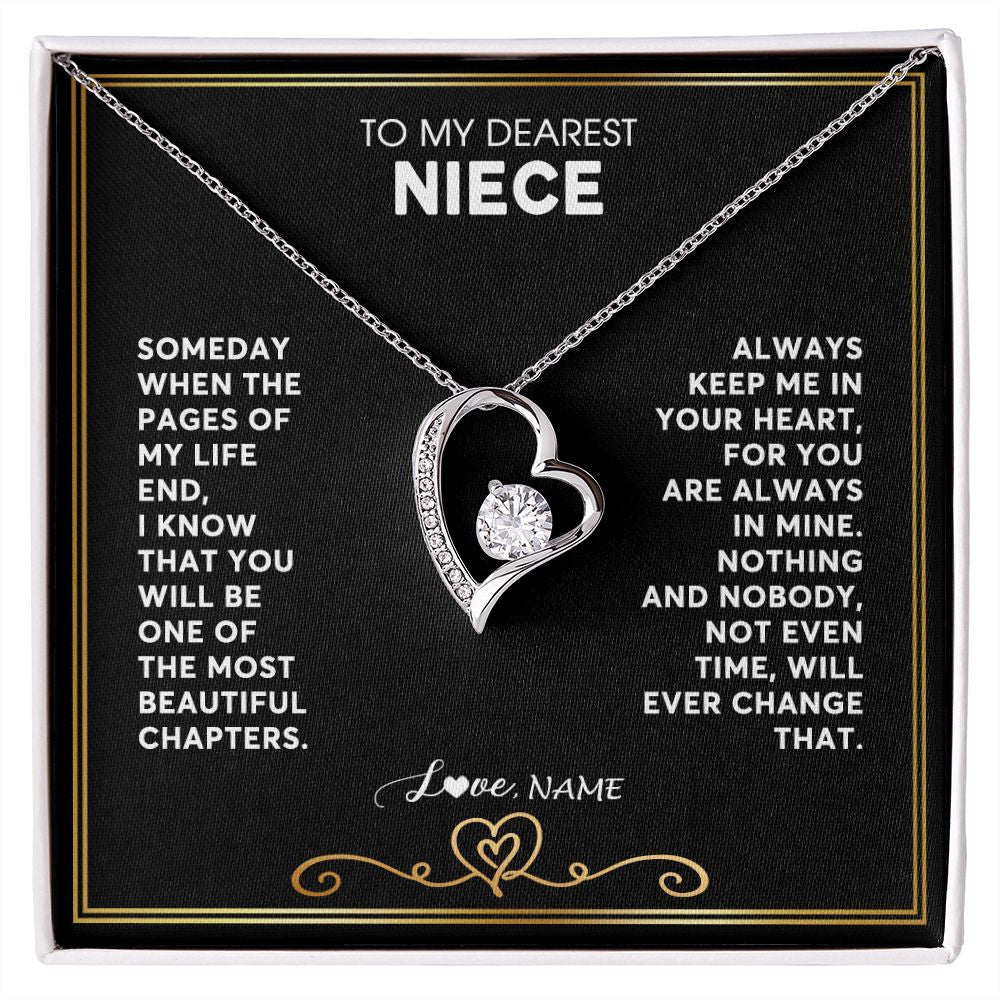 Forever Love Necklace | Personalized To My Niece Necklace From Aunt Uncle When The Pages Of My Life End Niece Birthday Graduation Christmas Pendant Customized Gift Message Card | teecentury