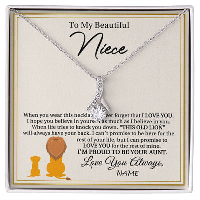 Alluring Beauty Necklace | Personalized To My Niece Necklace From Uncle I'M Proud To Be Your Uncle Lion Niece Birthday Graduation Christmas Customized Gift Box Message Card | teecentury