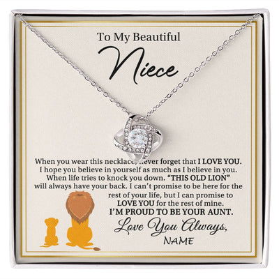 Love Knot Necklace | Personalized To My Niece Necklace From Uncle I'M Proud To Be Your Uncle Lion Niece Birthday Graduation Christmas Customized Gift Box Message Card | teecentury
