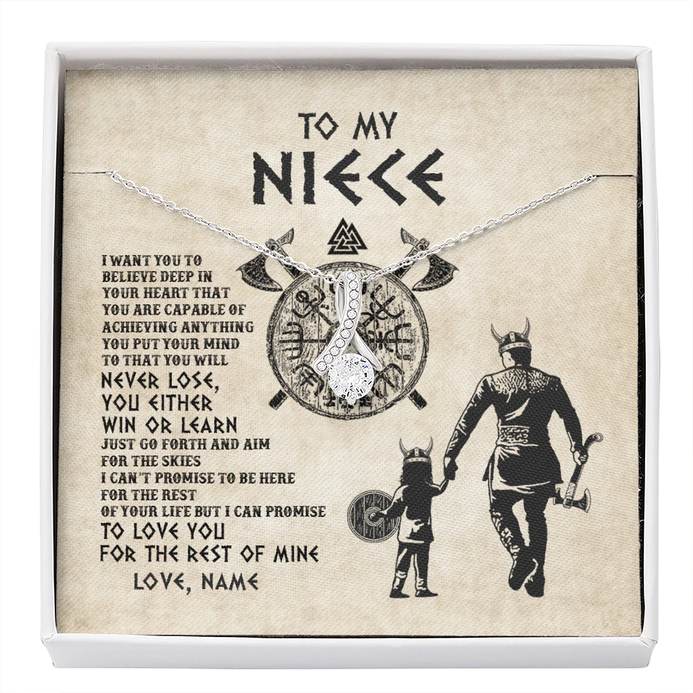 Alluring Beauty Necklace | Personalized To My Niece Necklace From Uncle You Will Never Lose Wolf Niece Birthday Graduation Thanksgiving Valentines Christmas Customized Message Card | teecentury