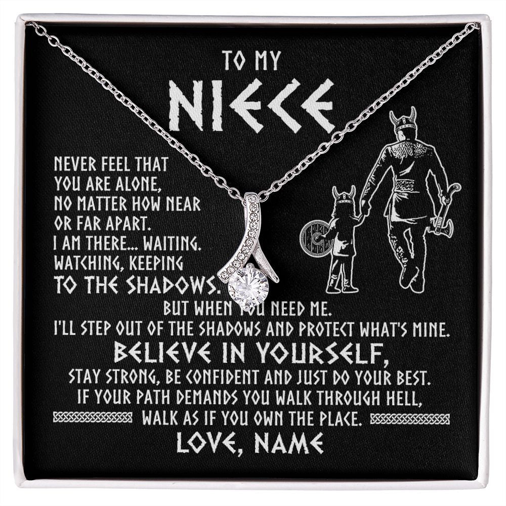 Alluring Beauty Necklace | Personalized To My Niece Necklace Viking Never Feel You Are Alone Scandinavian Runes Viking Niece Birthday Christmas Pendant Customized Gift Box Message Card | teecentury
