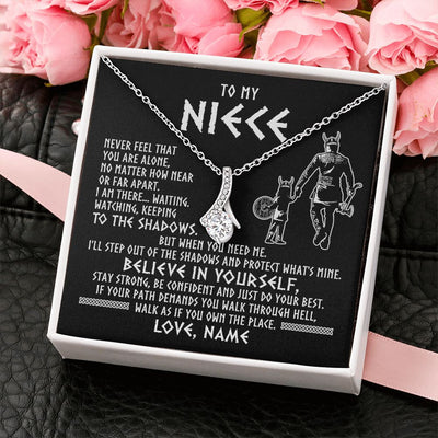 Alluring Beauty Necklace | Personalized To My Niece Necklace Viking Never Feel You Are Alone Scandinavian Runes Viking Niece Birthday Christmas Pendant Customized Gift Box Message Card | teecentury