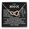 Interlocking Hearts Necklace | Personalized To My Niece Necklace Viking Never Feel You Are Alone Scandinavian Runes Viking Niece Birthday Christmas Pendant Customized Gift Box Message Card | teecentury